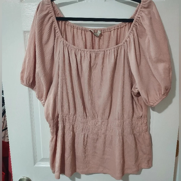NWT LOFT Plus Pink Textured Cinched Waist Top in Size 16/18 - Picture 2 of 8